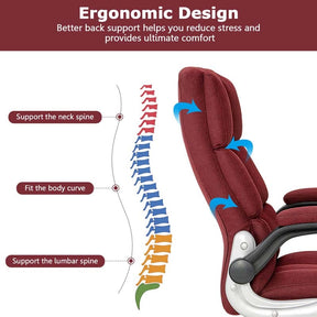Big & Tall Executive Office Chair 400 LBS, Ergonomic High Back Swivel Computer Desk Chair with Flip-Up Armrests & Thick Padding Linen Fabric