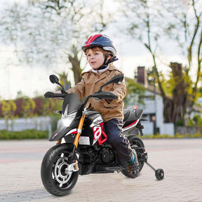 Licensed Aprilia Kids Ride on Motorcycle 12V Battery Powered Dirt Bike Riding Toy Motorbike with Training Wheels