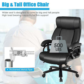 500 LBS Big & Tall Massage Office Chair, Ergonomic High Back PU Leather Executive Chair with 6 Vibration Points & Remote, Swivel Computer Desk Chair