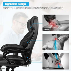 500 LBS Big & Tall Massage Office Chair, Ergonomic High Back PU Leather Executive Chair with 6 Vibration Points & Remote, Swivel Computer Desk Chair