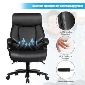 500 LBS Big & Tall Massage Office Chair, Ergonomic High Back PU Leather Executive Chair with 6 Vibration Points & Remote, Swivel Computer Desk Chair