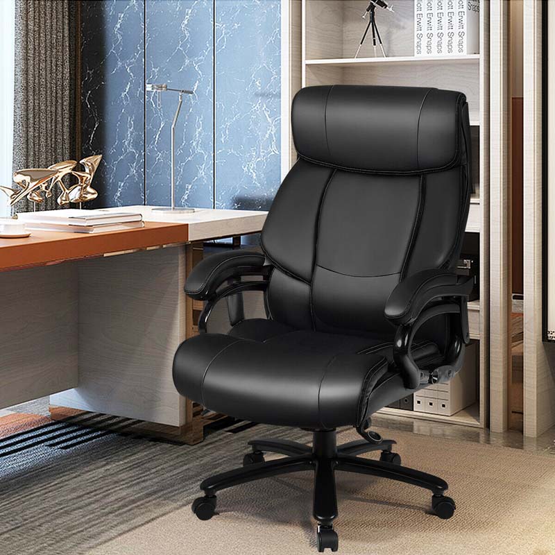 500 LBS Big & Tall Massage Office Chair, Ergonomic High Back PU Leather Executive Chair with 6 Vibration Points & Remote, Swivel Computer Desk Chair