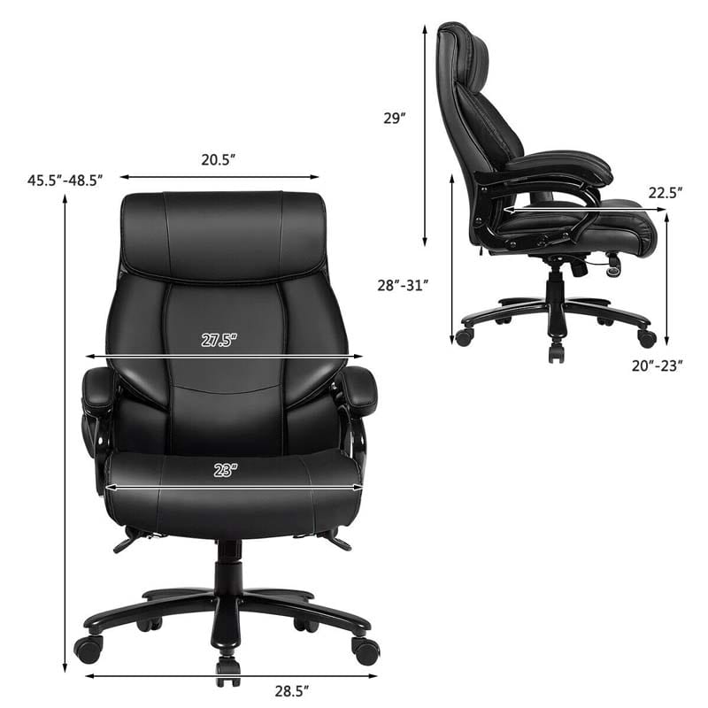 500 LBS Big & Tall Massage Office Chair, Ergonomic High Back PU Leather Executive Chair with 6 Vibration Points & Remote, Swivel Computer Desk Chair