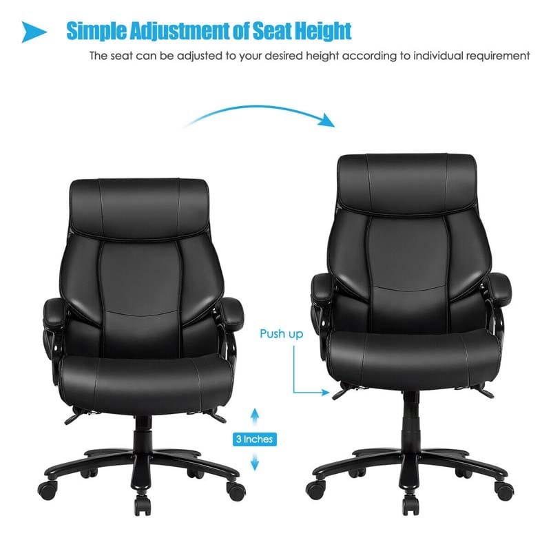 500 LBS Big & Tall Massage Office Chair, Ergonomic High Back PU Leather Executive Chair with 6 Vibration Points & Remote, Swivel Computer Desk Chair