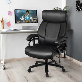 500 LBS Big & Tall Massage Office Chair, Ergonomic High Back PU Leather Executive Chair with 6 Vibration Points & Remote, Swivel Computer Desk Chair