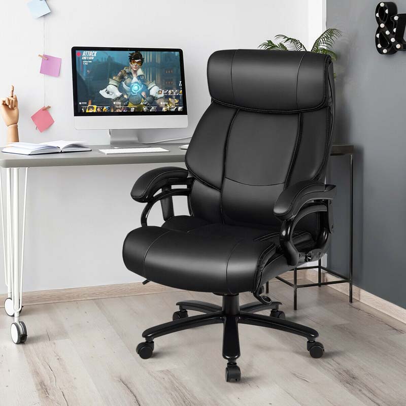 500 LBS Big & Tall Massage Office Chair, Ergonomic High Back PU Leather Executive Chair with 6 Vibration Points & Remote, Swivel Computer Desk Chair
