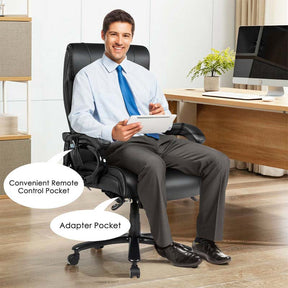 500 LBS Big & Tall Massage Office Chair, Ergonomic High Back PU Leather Executive Chair with 6 Vibration Points & Remote, Swivel Computer Desk Chair