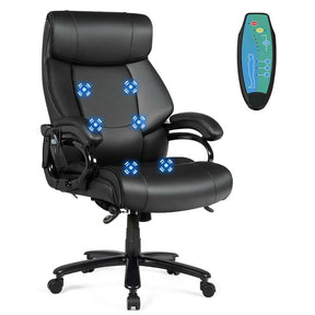 500 LBS Big & Tall Massage Office Chair, Ergonomic High Back PU Leather Executive Chair with 6 Vibration Points & Remote, Swivel Computer Desk Chair