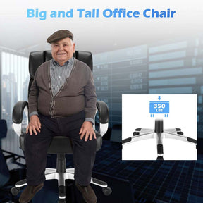 350 LBS Big & Tall Office Chair, Leather High Back Executive Chair, Adjustable Swivel Computer Task Desk Chair