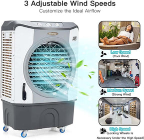 3450 CFM Portable Industrial Evaporative Cooler 4-in-1 Air Cooling Fan Humidifier Purifer with 45L Water Tank
