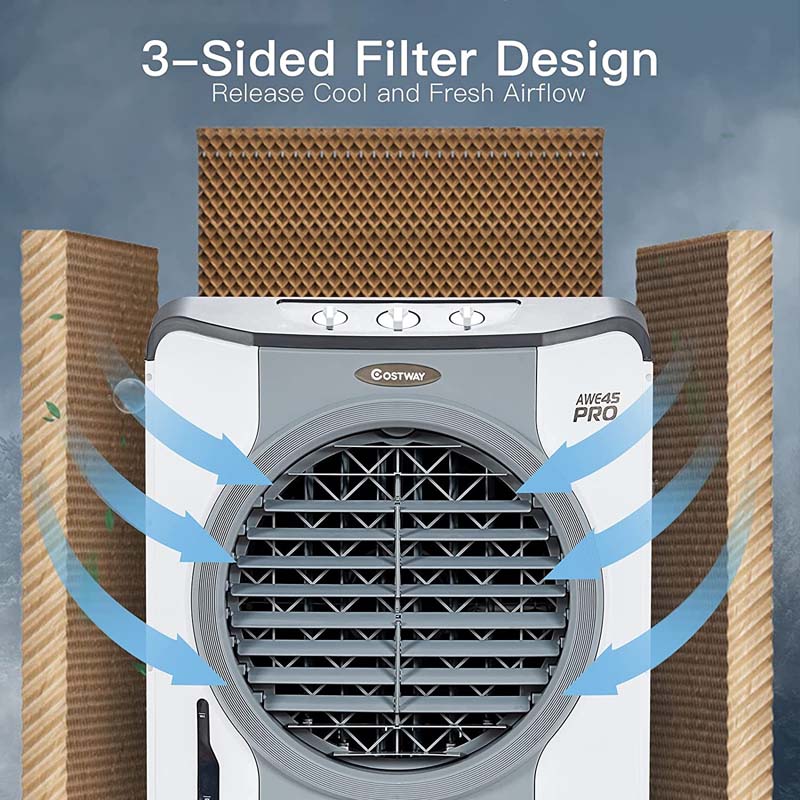 3450 CFM Portable Industrial Evaporative Cooler 4-in-1 Air Cooling Fan Humidifier Purifer with 45L Water Tank