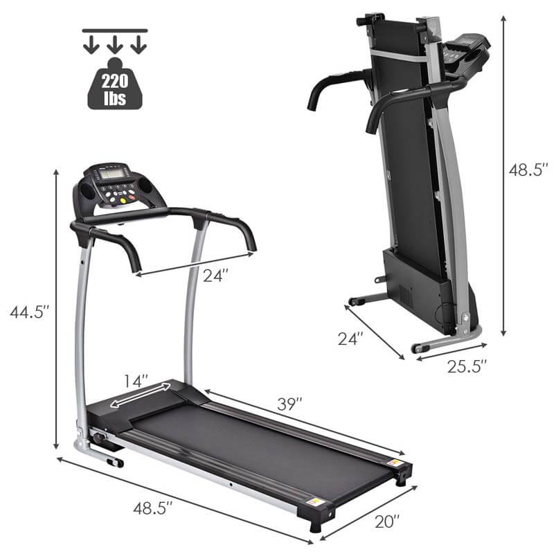 800W Electric Folding Treadmill with 12 Preset Programs, LCD Monitor & Built-in Wheels, Portable Compact Motorized Running Machine for Home Gym