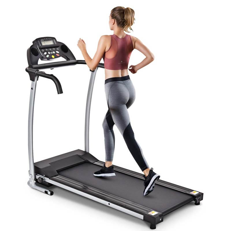 800W Electric Folding Treadmill with 12 Preset Programs, LCD Monitor & Built-in Wheels, Portable Compact Motorized Running Machine for Home Gym