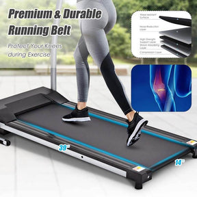 800W Electric Folding Treadmill with 12 Preset Programs, LCD Monitor & Built-in Wheels, Portable Compact Motorized Running Machine for Home Gym