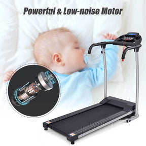 800W Electric Folding Treadmill with 12 Preset Programs, LCD Monitor & Built-in Wheels, Portable Compact Motorized Running Machine for Home Gym