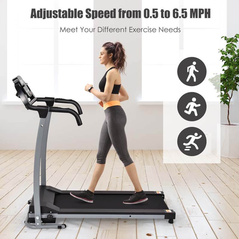 800W Electric Folding Treadmill with 12 Preset Programs, LCD Monitor & Built-in Wheels, Portable Compact Motorized Running Machine for Home Gym
