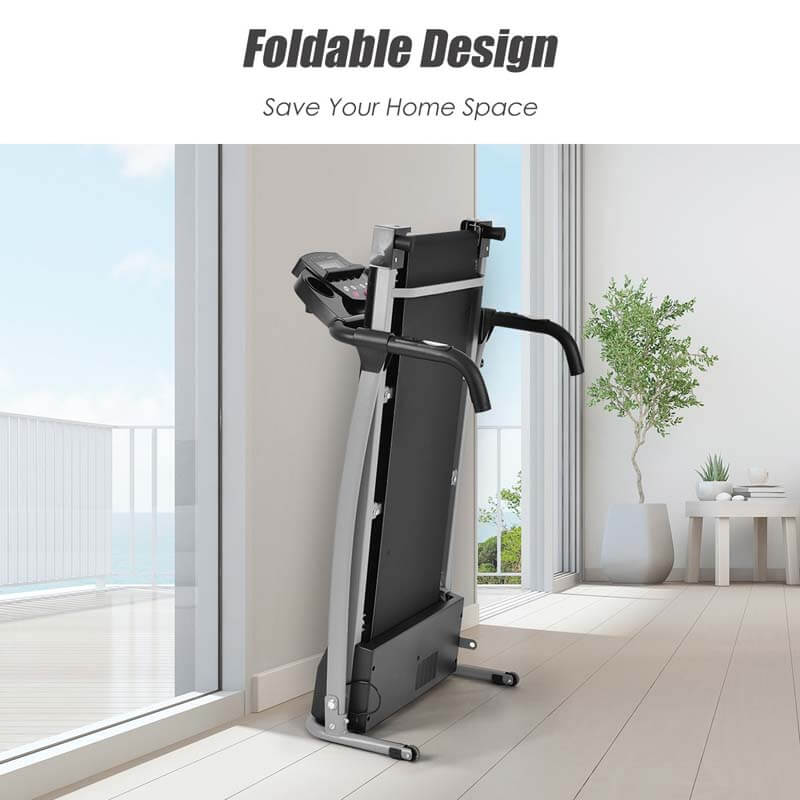 800W Electric Folding Treadmill with 12 Preset Programs, LCD Monitor & Built-in Wheels, Portable Compact Motorized Running Machine for Home Gym