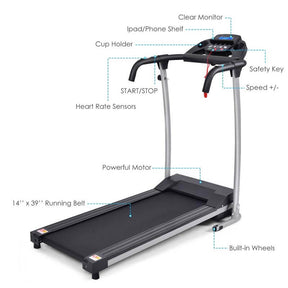 800W Electric Folding Treadmill with 12 Preset Programs, LCD Monitor & Built-in Wheels, Portable Compact Motorized Running Machine for Home Gym