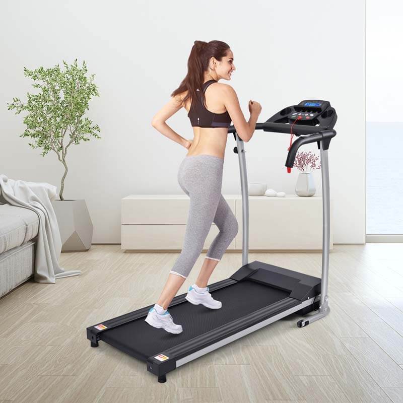 800W Electric Folding Treadmill with 12 Preset Programs, LCD Monitor & Built-in Wheels, Portable Compact Motorized Running Machine for Home Gym