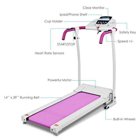 800W Electric Folding Treadmill with 12 Preset Programs, LCD Monitor & Built-in Wheels, Portable Compact Motorized Running Machine for Home Gym