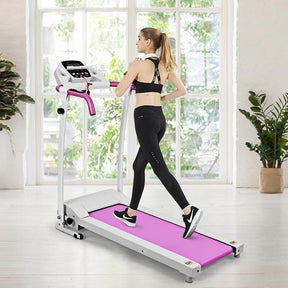 800W Electric Folding Treadmill with 12 Preset Programs, LCD Monitor & Built-in Wheels, Portable Compact Motorized Running Machine for Home Gym
