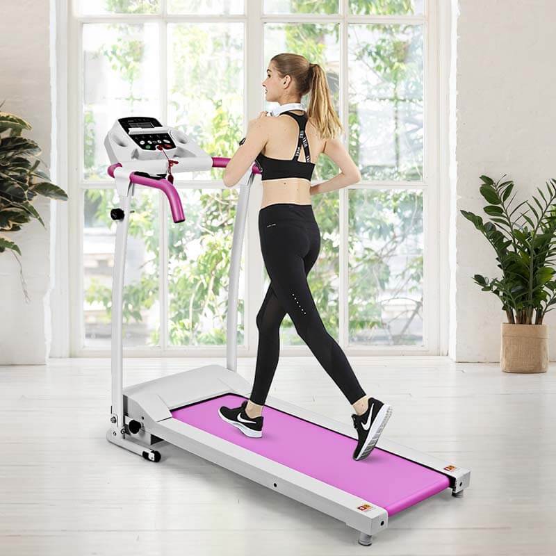 800W Electric Folding Treadmill with 12 Preset Programs, LCD Monitor & Built-in Wheels, Portable Compact Motorized Running Machine for Home Gym