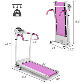 800W Electric Folding Treadmill with 12 Preset Programs, LCD Monitor & Built-in Wheels, Portable Compact Motorized Running Machine for Home Gym