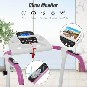 800W Electric Folding Treadmill with 12 Preset Programs, LCD Monitor & Built-in Wheels, Portable Compact Motorized Running Machine for Home Gym