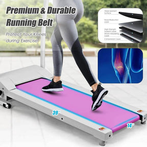 800W Electric Folding Treadmill with 12 Preset Programs, LCD Monitor & Built-in Wheels, Portable Compact Motorized Running Machine for Home Gym