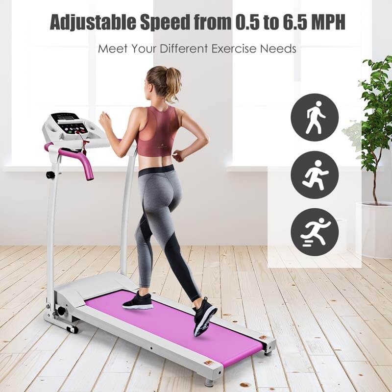 800W Electric Folding Treadmill with 12 Preset Programs, LCD Monitor & Built-in Wheels, Portable Compact Motorized Running Machine for Home Gym