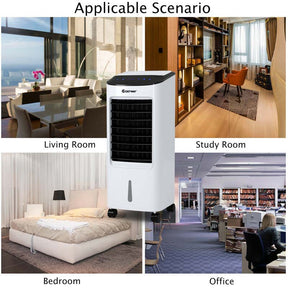 3-in-1 Evaporative Air Cooler Fan & Humidifier, Portable Cooling Fan with Remote Control, 7.5H Timer, 7L Water Tank & Ice Boxes for Home Office