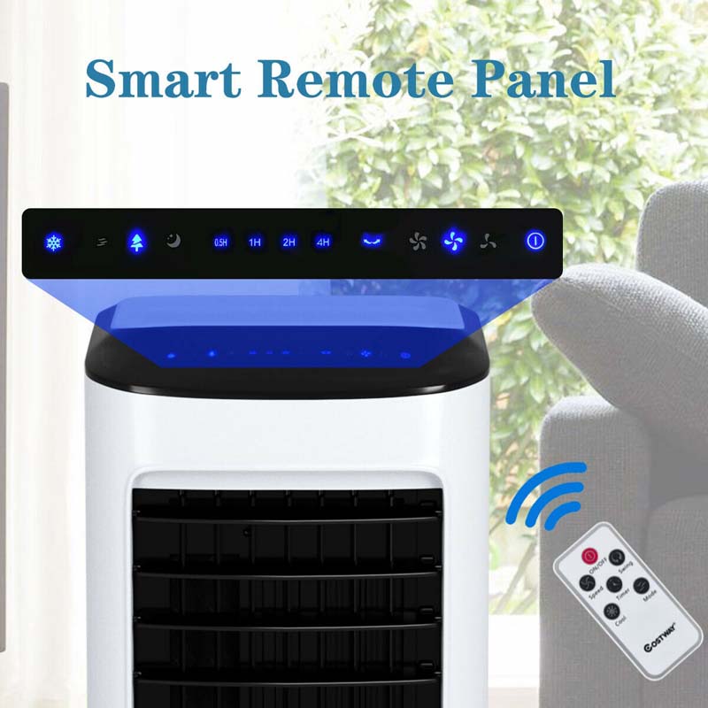 3-in-1 Evaporative Air Cooler Fan & Humidifier, Portable Cooling Fan with Remote Control, 7.5H Timer, 7L Water Tank & Ice Boxes for Home Office