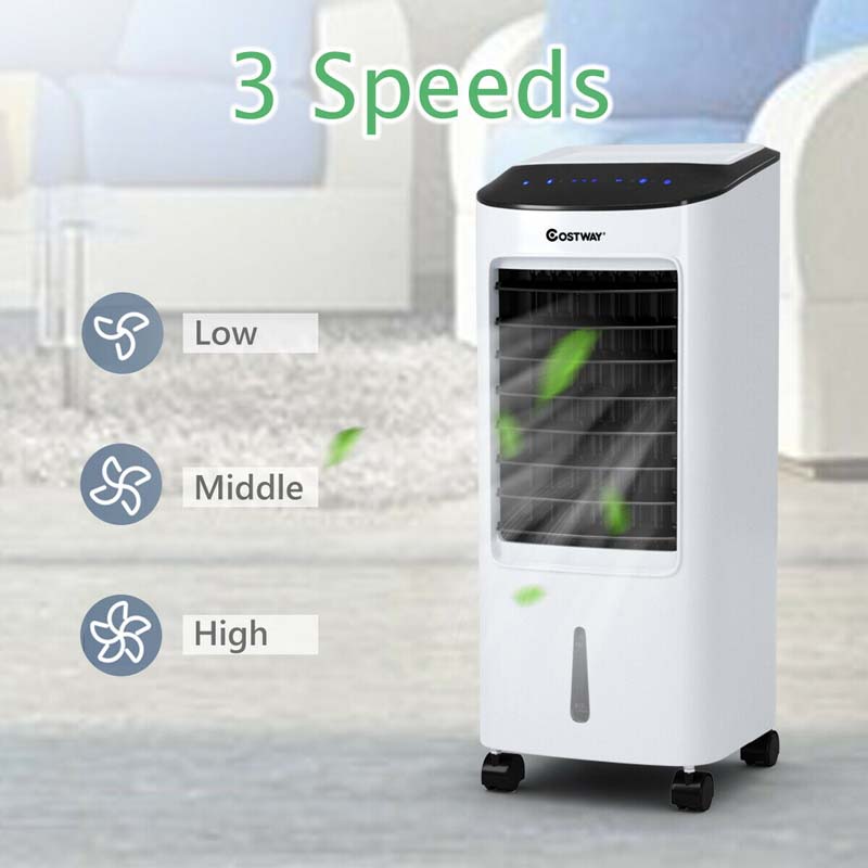 3-in-1 Evaporative Air Cooler Fan & Humidifier, Portable Cooling Fan with Remote Control, 7.5H Timer, 7L Water Tank & Ice Boxes for Home Office