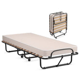 Rollaway Folding Bed with 4" Memory Foam Mattress Made in Italy, 75" x 31.5" Portable Foldable Guest Bed Cot for Adults, Sturdy Steel Frame on Wheels