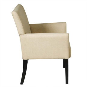 Fabric Upholstered Executive Guest Chair, Waiting Room Reception Chair with Padded Arms & Solid Rubber Wood Legs for Office Meeting Rooms