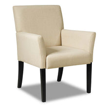 Fabric Upholstered Executive Guest Chair, Waiting Room Reception Chair with Padded Arms & Solid Rubber Wood Legs for Office Meeting Rooms