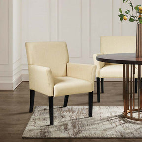 Fabric Upholstered Executive Guest Chair, Waiting Room Reception Chair with Padded Arms & Solid Rubber Wood Legs for Office Meeting Rooms