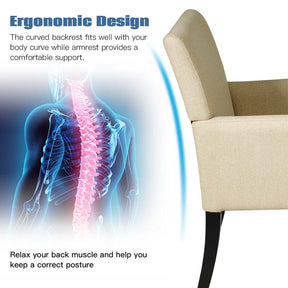 Fabric Upholstered Executive Guest Chair, Waiting Room Reception Chair with Padded Arms & Solid Rubber Wood Legs for Office Meeting Rooms