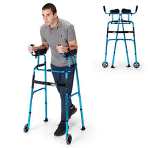 Foldable Standard Walker 440lbs Walking Mobility Aid with 5" Wheels & Removable Padded Armrests