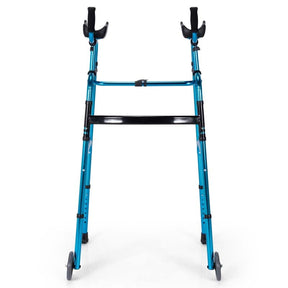 Foldable Standard Walker 440lbs Walking Mobility Aid with 5" Wheels & Removable Padded Armrests