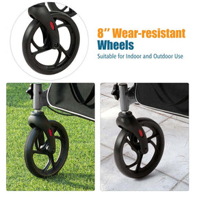 Folding Rollator Walker with Seat & Storage Bag, Lightweight Medical Walker Rolling Mobility Walking Aid