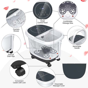 Foot Spa Bath Massager Pedicure Spa Tub with Heat, 2 Rollers, 4 Shiatsu Massagers, Temperature Control, Timer, 3-Angle Shower