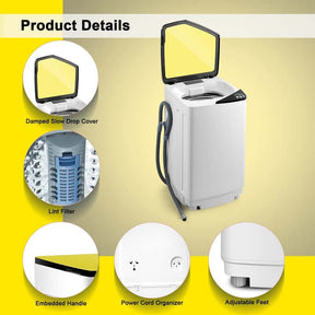 7.7 lbs Full-Automatic Washing Machine Portable Washer & Spin Dryer Built-in Germicidal UV Light & Drain Pump