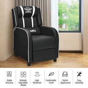 Massage Gaming Recliner Chair with Footrest, Racing Style Gaming Sofa, Lounge Sofa, PU Leather Single Sofa, Home Theater Seat
