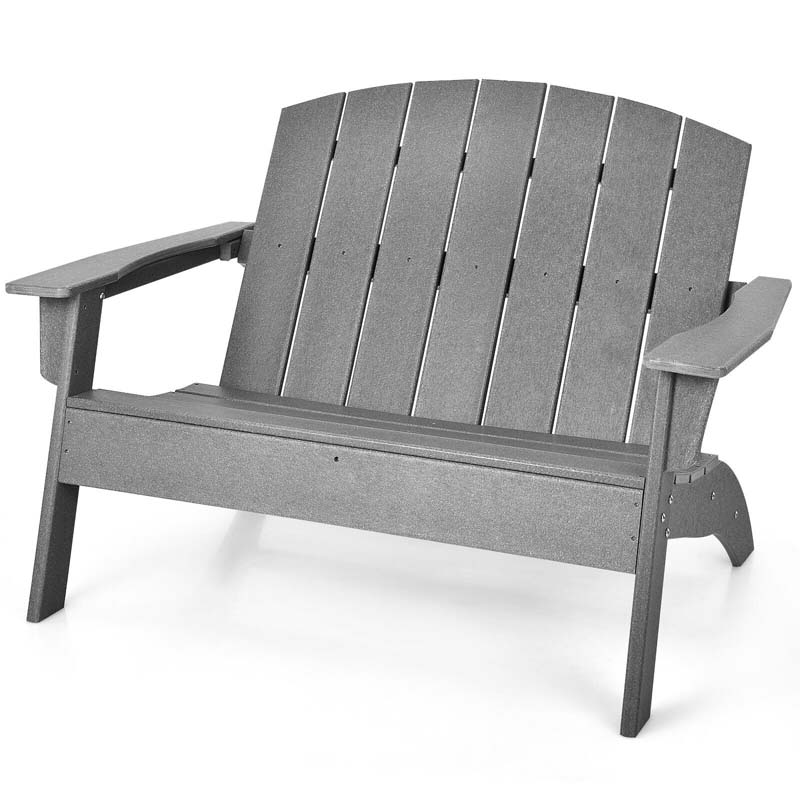 All-Weather HDPE Adirondack Loveseat, Outdoor 2-Person Patio Bench with Wide Armrests & Backrest, 660LBS Capacity for Garden, Backyard, Fire Pit