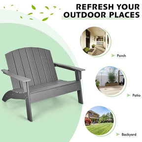 All-Weather HDPE Adirondack Loveseat, Outdoor 2-Person Patio Bench with Wide Armrests & Backrest, 660LBS Capacity for Garden, Backyard, Fire Pit