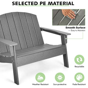 All-Weather HDPE Adirondack Loveseat, Outdoor 2-Person Patio Bench with Wide Armrests & Backrest, 660LBS Capacity for Garden, Backyard, Fire Pit