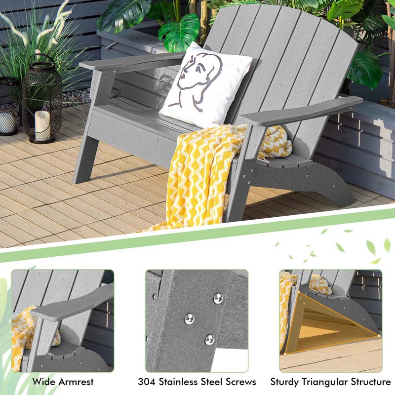 All-Weather HDPE Adirondack Loveseat, Outdoor 2-Person Patio Bench with Wide Armrests & Backrest, 660LBS Capacity for Garden, Backyard, Fire Pit