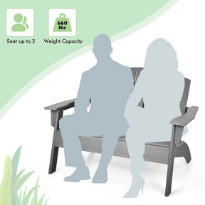 All-Weather HDPE Adirondack Loveseat, Outdoor 2-Person Patio Bench with Wide Armrests & Backrest, 660LBS Capacity for Garden, Backyard, Fire Pit
