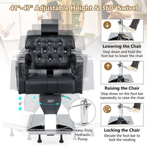 Modern Reclining Barber Chair, Adjustable Swivel Spa Makeup Tattoo Salon Chair, Hydraulic Hair Styling Chair